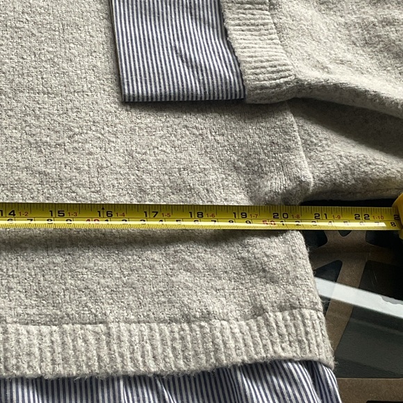 LifeStyler Smart looking Boxy Gray & blue pinstriped Sweater with 3/4 sleeves - Picture 9 of 9